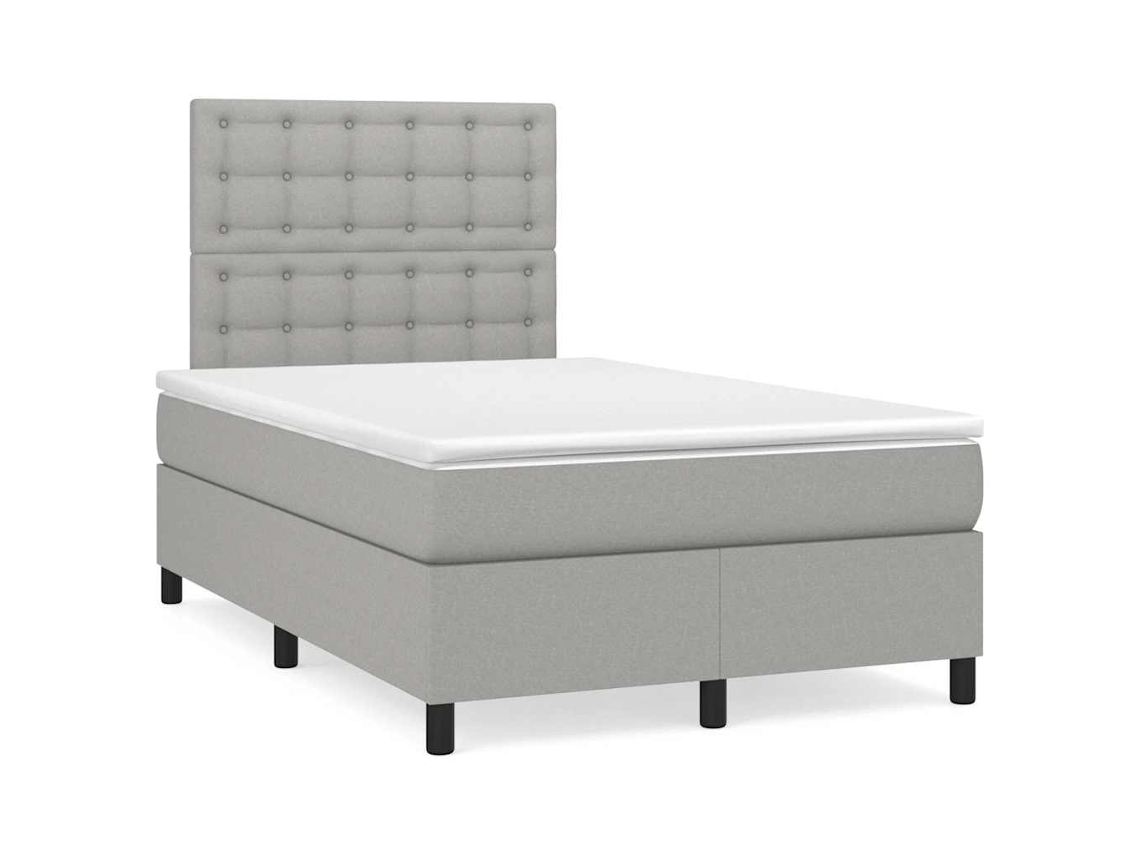 Vidaxl Cama Boxspring Com Colchão 120x190 Cm Tecido Cinzento-claro