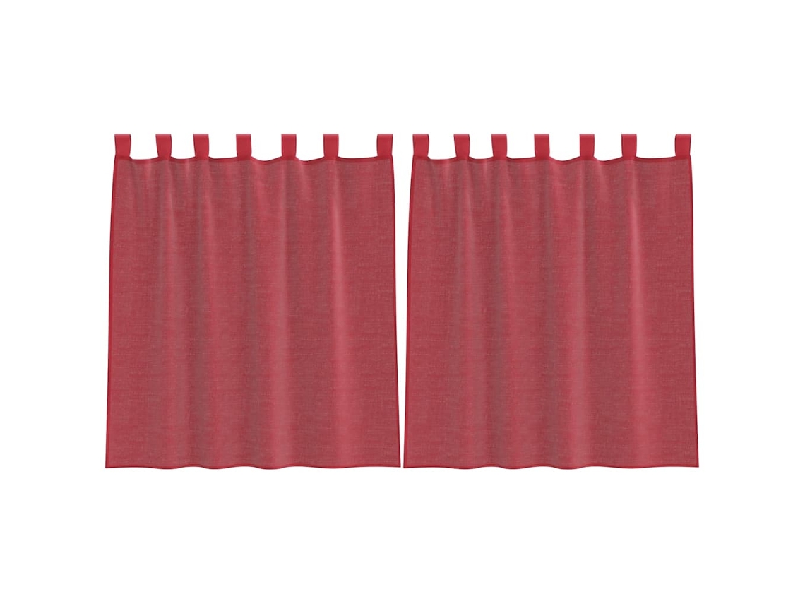 Cortinas de Voile com Bolsos para Varão 2 Pcs Vermelho Tinto MAISON EXCLUSIVE