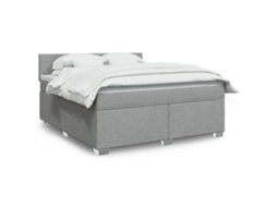 Vidaxl Cama Com Molas/colchão 180x200 Cm Tecido Cinzento-claro