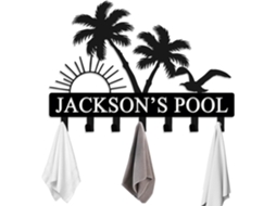 Suporte De Toalha Piscina Personalizado Com Nome, Para Uso Externo, Com Gancho Organizador Para Toalha De Piscina