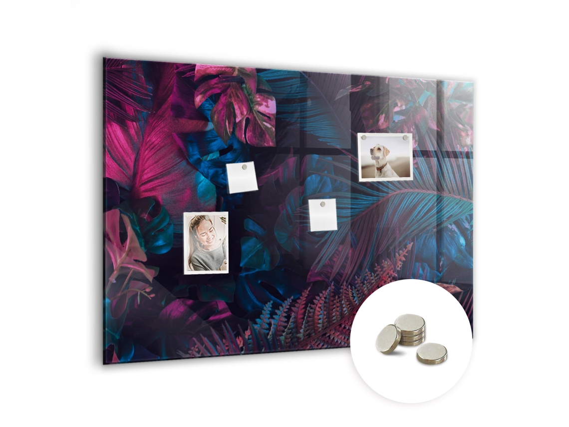 Quadro De Vidro Magnético Flores Exóticas Para A Sala De Estar Espelharte (100x70 Cm)
