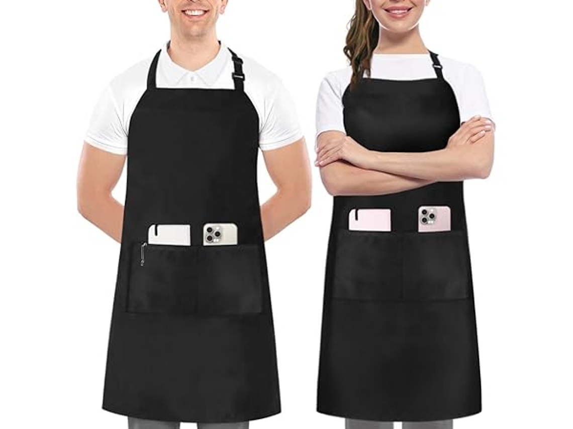 Conjunto de Dois Aventais Unisex para Churrasco, com Bolsos Espaçosos e Tamanho Ajustável, Ideal para Cozinheiros e Culinária STELASPLEN