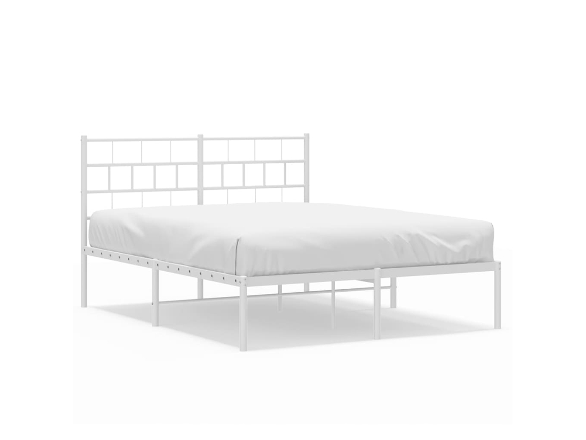 Metal Bed Frame, Metal Bed Frames Vidaxl Branco Aço (140 X 200 Cm)