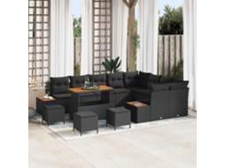 Vidaxl Conjunto De Sofá De Jardim 13 Unid. 12-número De Lugares Preto