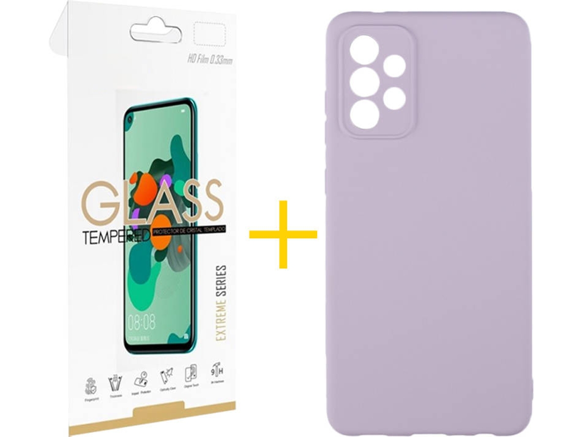 Capa e Película de Vidro Samsung A72 5G SKYHE Silicone Líquido Roxo