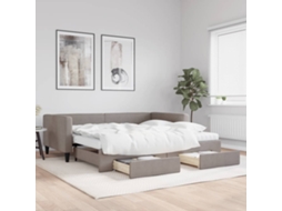 Vidaxl Sofá-cama C/ Gavetão/gavetas 100x200cm Tecido Cinza-acastanhado