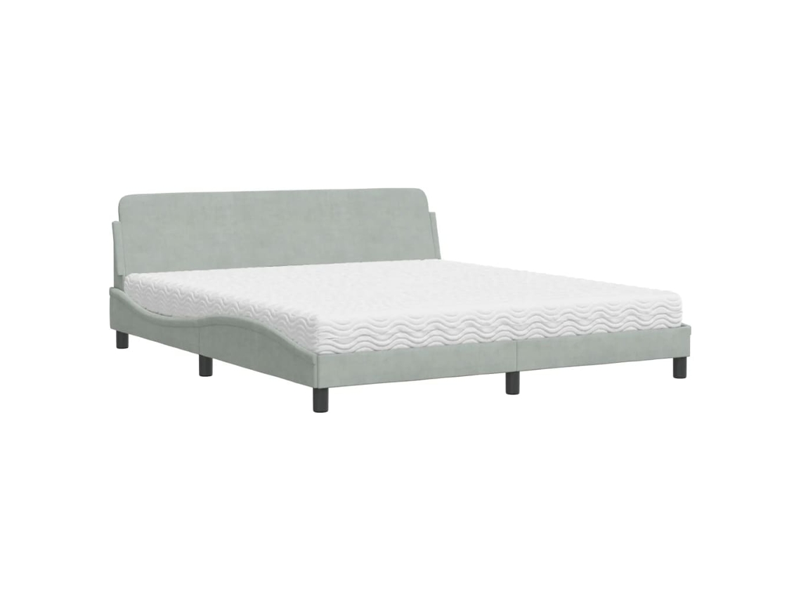 Cama Vidaxl Cinzeto Veludo (218x185x74.5 Cm)