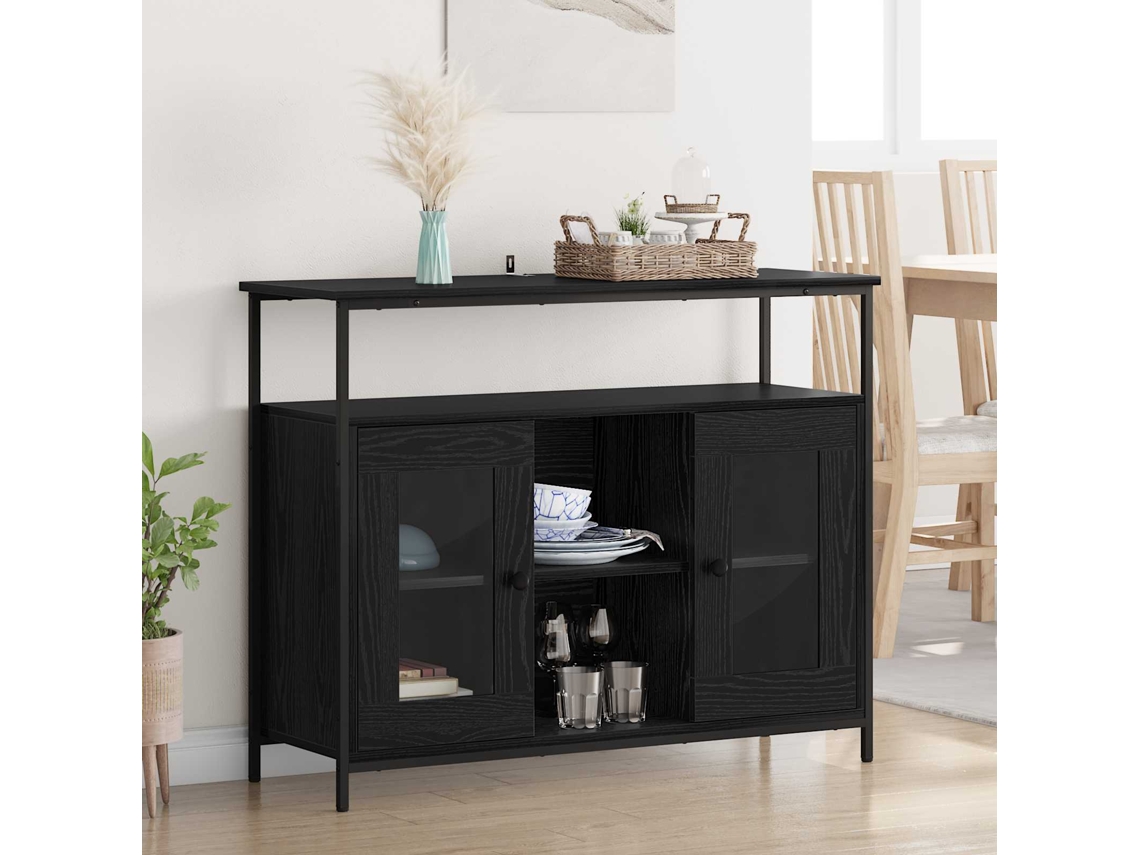 Vidaxl Buffet Carvalho Preto 100 X 35 X 80 Cm Derivados De Madeira