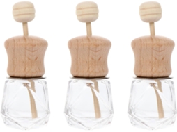 Conjunto De 3 Frascos Perfumados Para Carro, Em Vidro E Madeira.