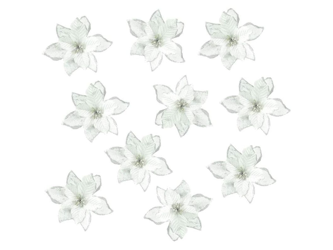 Adornos De Navidad Artificiales Flores Para Árbol De Navidad Y Bodas Con Glitter 10 Piezas