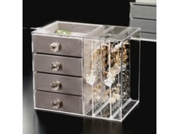 Caixa De Jóias Transparente Com 4 Gavetas Design Moderno Resistente À Água 30x20x15cm