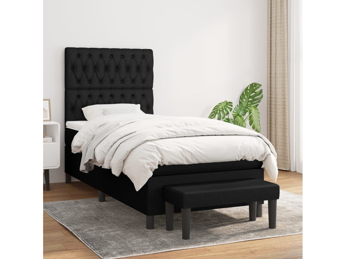 Vidaxl Cama Com Molas/colchão 90x190 Cm Tecido Preto