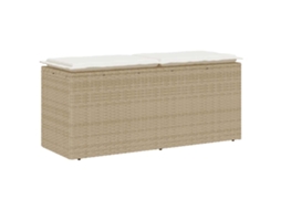 Vidaxl Banco De Jardim Com Almofadão 110x40x44 Cm Vime Pe Bege