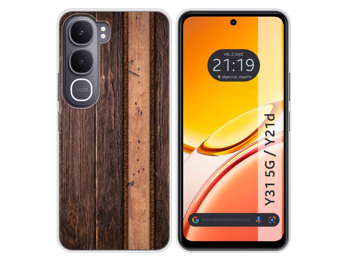 Capa Tumundosmartphone De Silicone Para Vivo Y31 5g / Y21d Com Estampa De Madeira 5 Desenhos