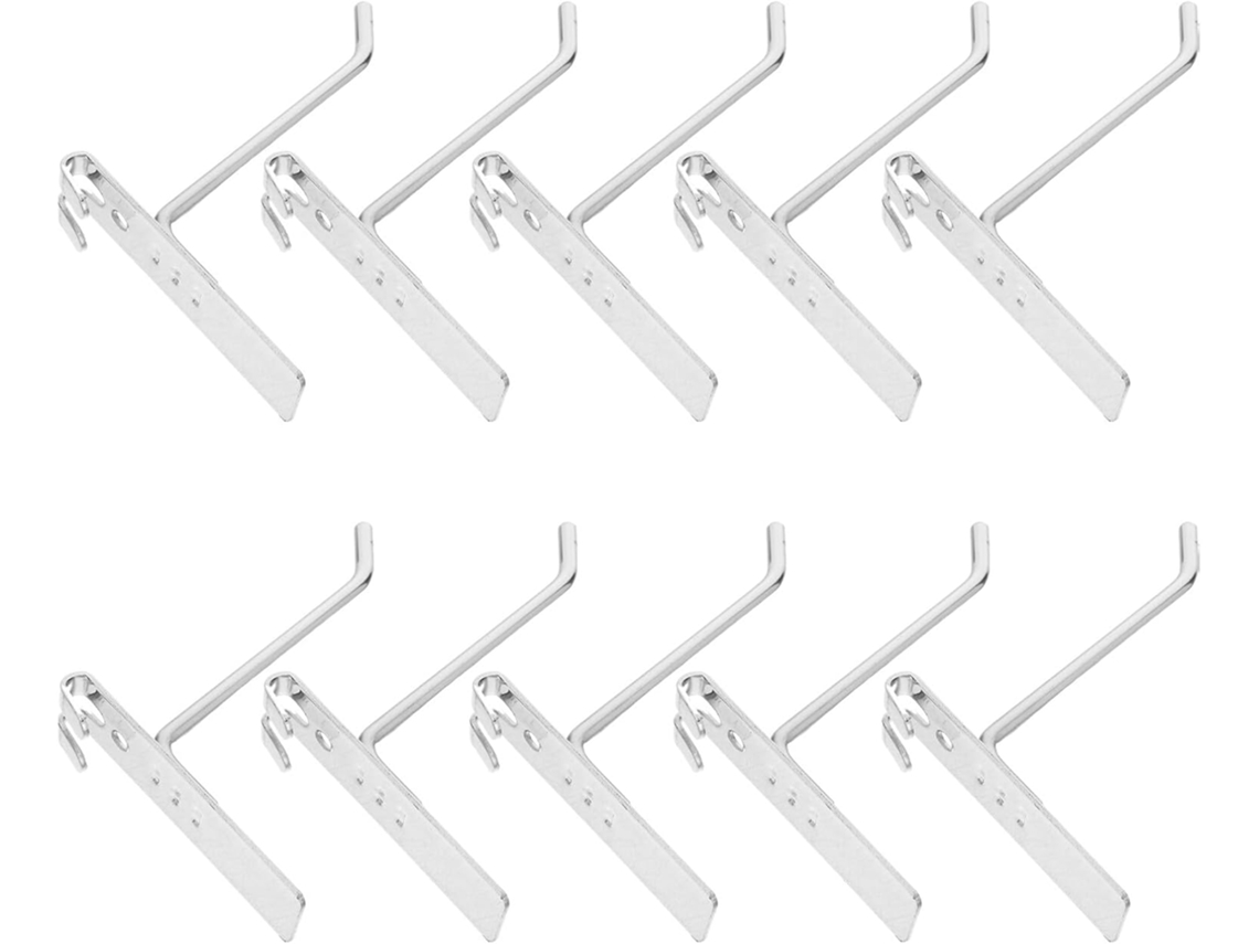 Ganchos Metálicos Painel Perfurado, 6mm De Espessura, 10cm De Comprimento, 10 Peças, Cabides Resistentes