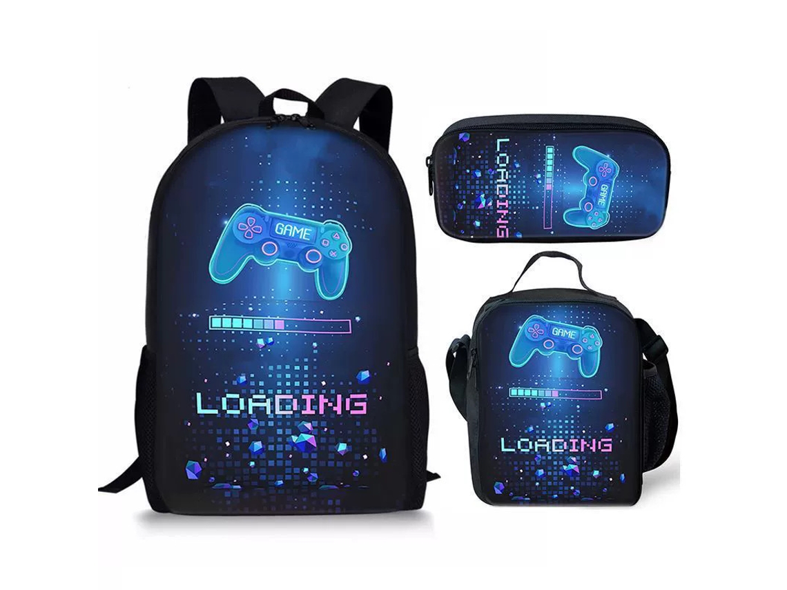 Mochila De Estudante Panoona Play Conjunto 3 Peças Lancheira Estojo 17 Pol 44cm Estilo 9