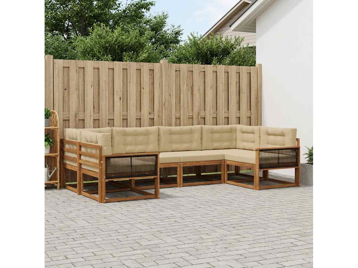 Vidaxl Conjunto De Sofás Para Exterior 6 Unid. Natural E Bege