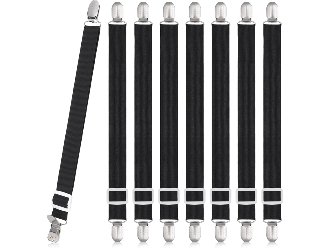 Conjunto De 8 Cintas Fixação Lençóis, Suporte Lençol Ajustáveis, Tiras Alta Elasticidade, Com Clipes, Elasticidade Máxima Até 120 Aquaforge Aquaforge