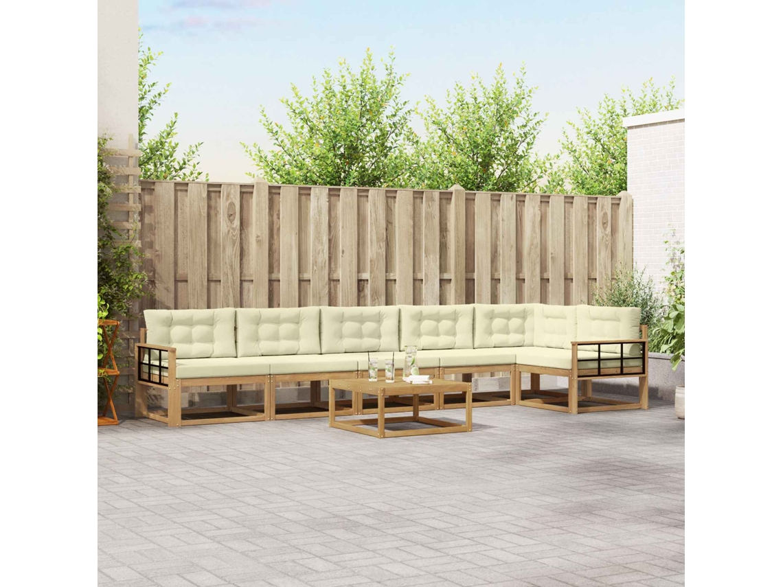 Vidaxl Conjunto De Sofás Para Exterior 7 Unid. Branco E Creme