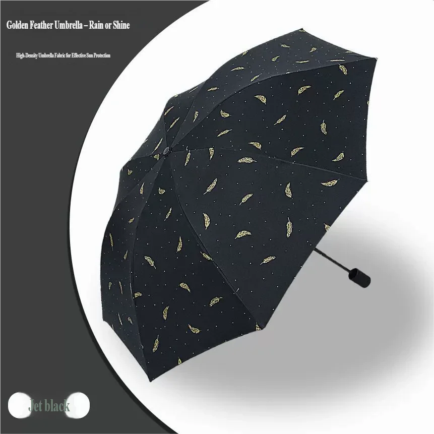 Guarda-chuva Dobrável Feminino (preto), Proteção Uv, 2 Em 1 Para Sol E Chuva.