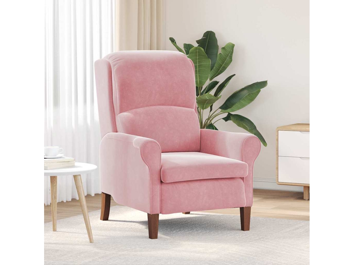 Vidaxl Poltrona Rosa Veludo