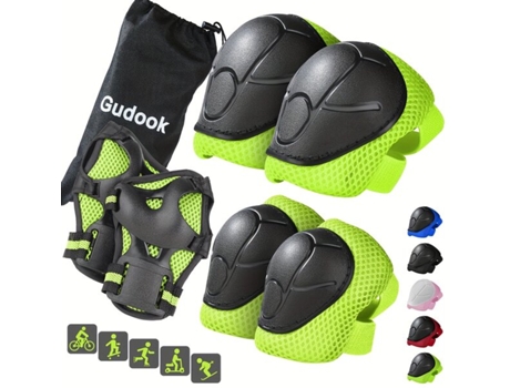 Conjunto De 6 Joelheiras E Cotoveleiras Infantis Gudook. Tamanho M. Punnyb Slo