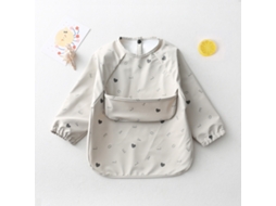 Babador de Pu Macio para Bebê de Manga Comprida À Prova D'água Lavável e Fácil de Limpar Bata com Bolso, Tamanho: S Letras Cinza XIAOMOYU