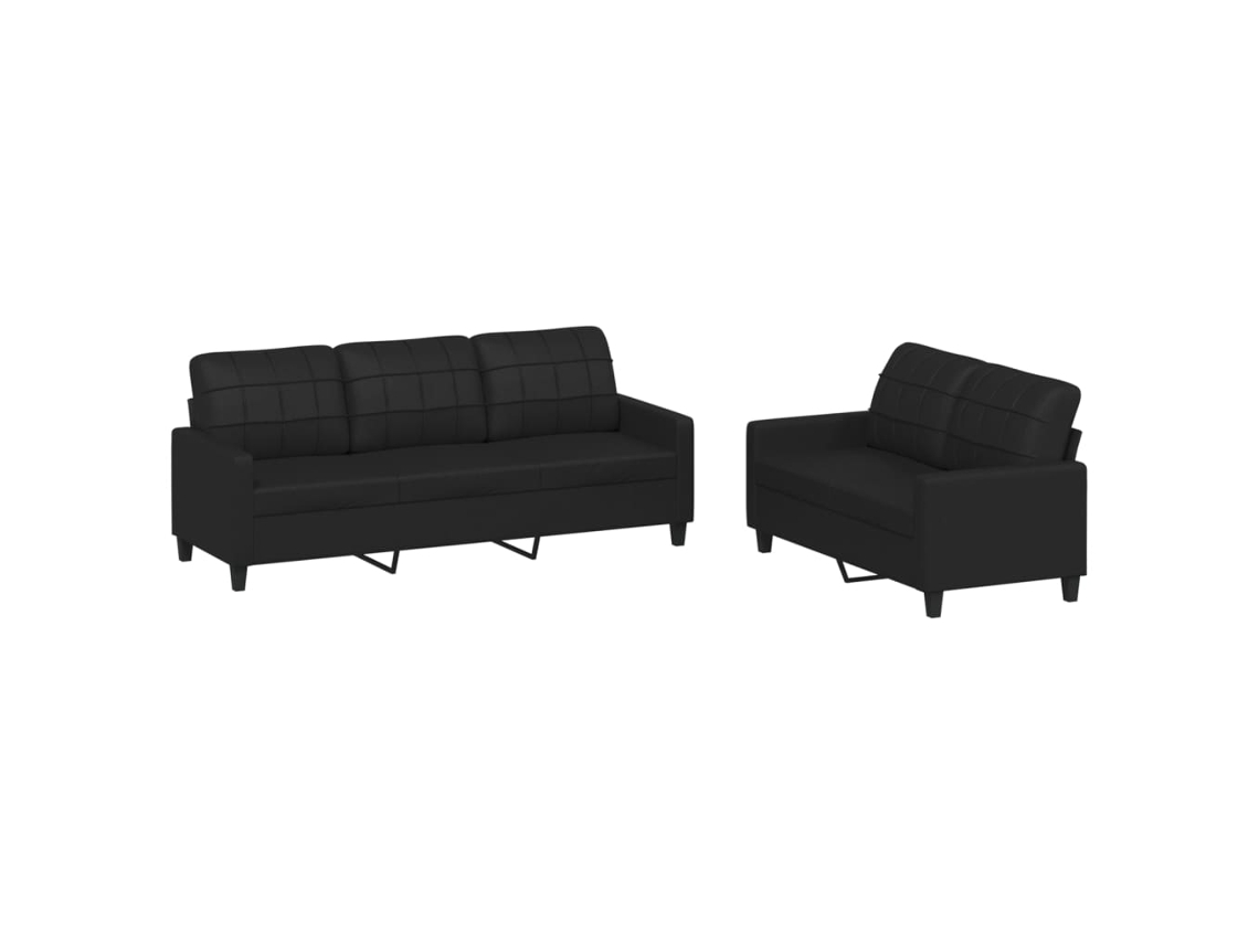 Sofa Set, Sofa Sets Vidaxl Preto Couro Artificial (n/a)