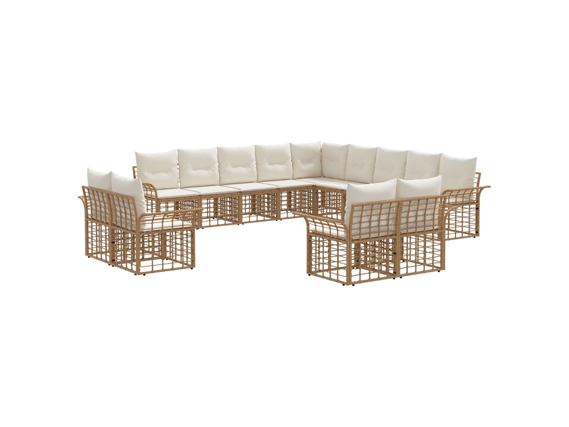 Maison Exclusive - Conjunto De Sofás Para Exterior 13 Unid. Natural E Branco Creme