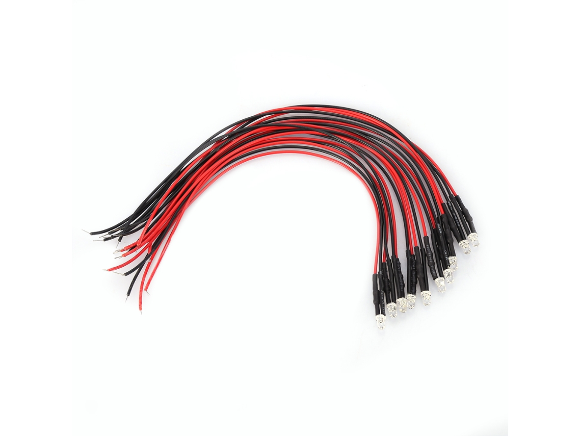 Laxiscreed Leds Multicoloridos Com Fio De 12v 3mm, Pack De 10 Peças, Cabos De 20cm Para Projetos De Iluminação