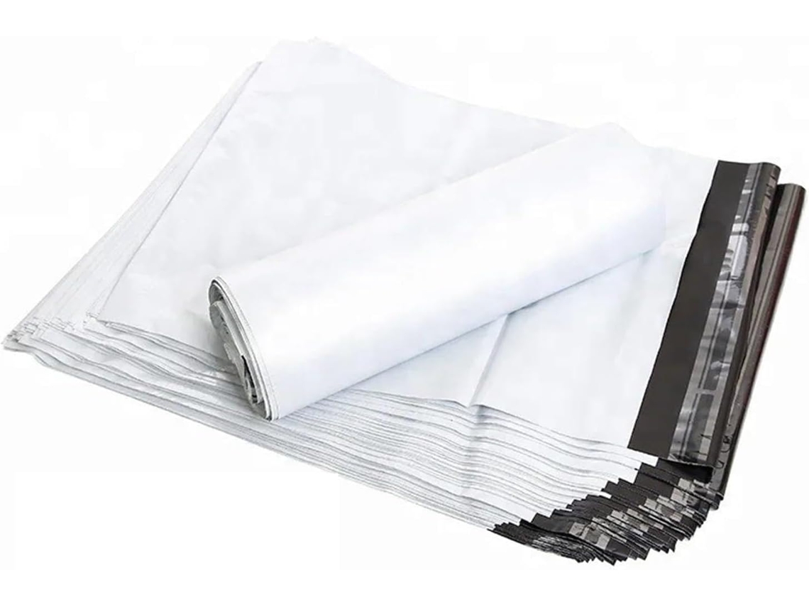 Pacote com 30 Sacos Plásticos Grandes Brancos para Envio, Sacos de Embalagem Autoadesivos e Grossos, para Armazenamento e Envio.