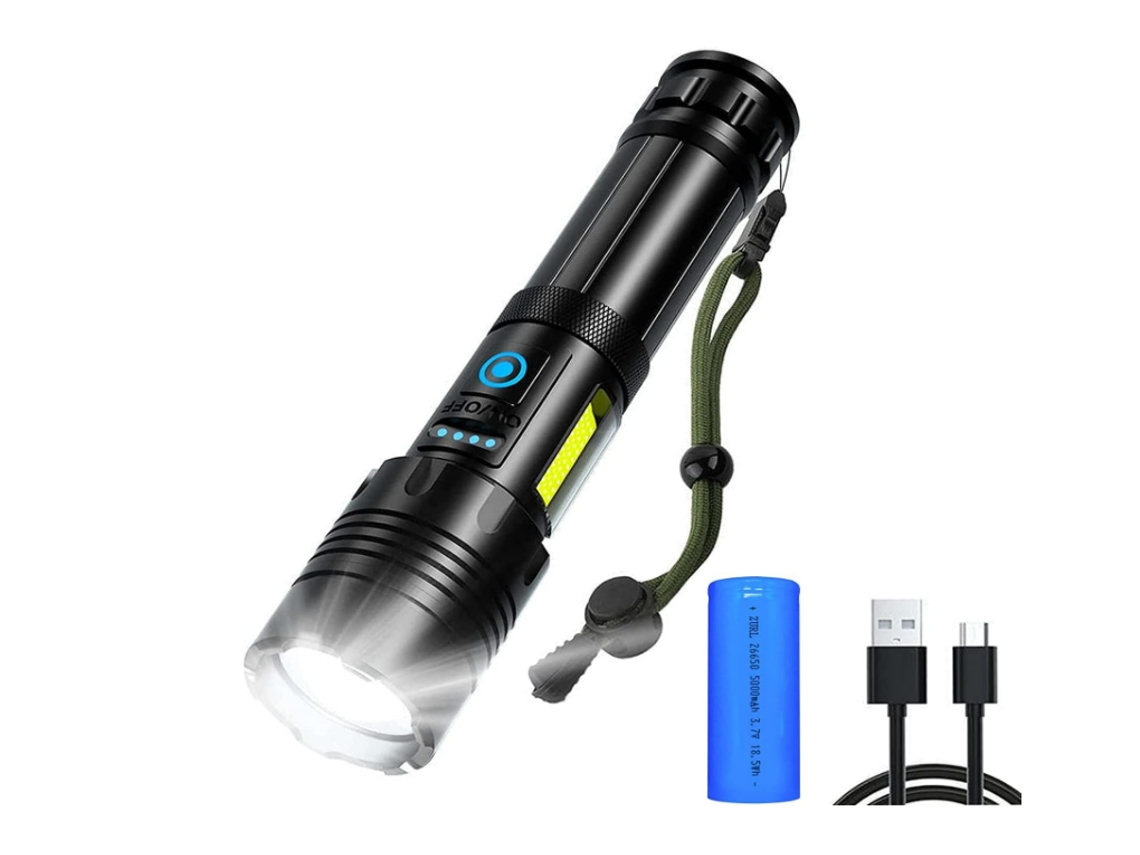 Lanterna Led Lanternas Táticas Super Brilhantes,YIZHOOD Lantern-0148 Poderosas e de Tamanho Médio com Lúmens Altos Preta YIZHOOD