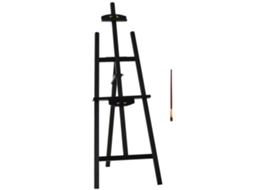 Cavalete Desenho de em Cavalete de Pintura em Madeira com Ângulo Ajustável de 75° Tripé e Pincel para Telas 51,5x71,5x134,5 Cm Preto