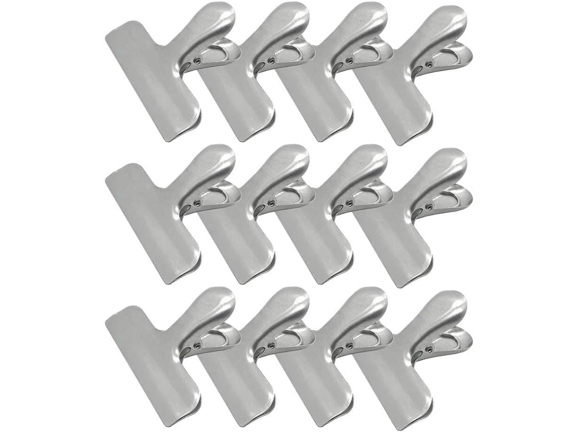 Clipes para Sacos Alimentares em Aço Inox, Clipes de Vedação Resistentes para Cozinha, Lanches, Cereais, Pão