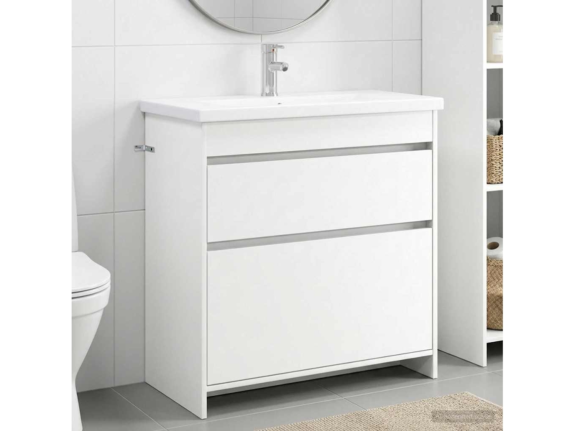 Vidaxl Conjunto De Móveis Para Banheiro Branco 81 X 40 X 84,5 Cm