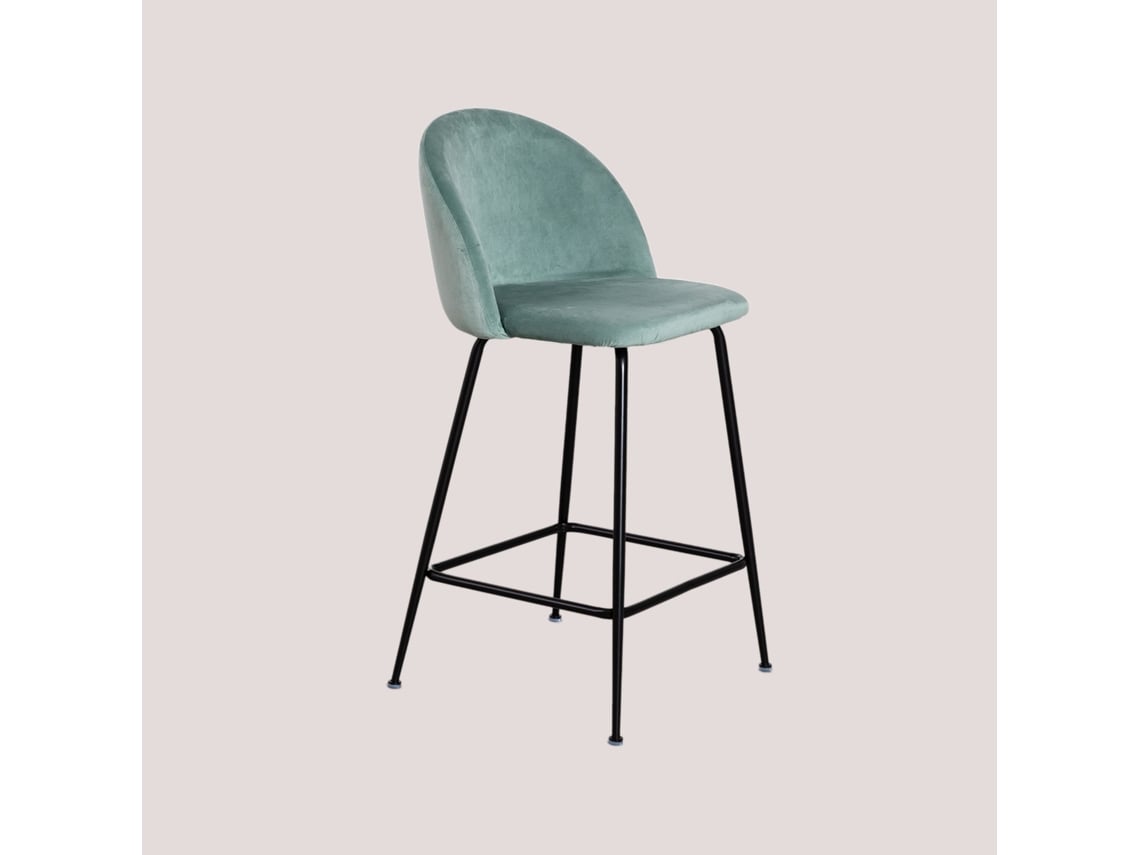 Sklum Pacote De 2 Bancos Altos De Veludo Kana Design Poliéster  Preto↑65 Cmverde Abeto