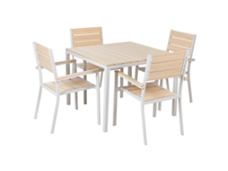 Conjunto De Refeição De Jardim Com Cadeiras Beliani Prato De Madeira Plástica Creme 95x95x74