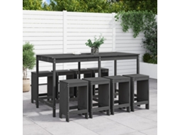 Vidaxl 9 Pcs Conjunto De Bar Para Jardim Pinho Maciço Cinzento