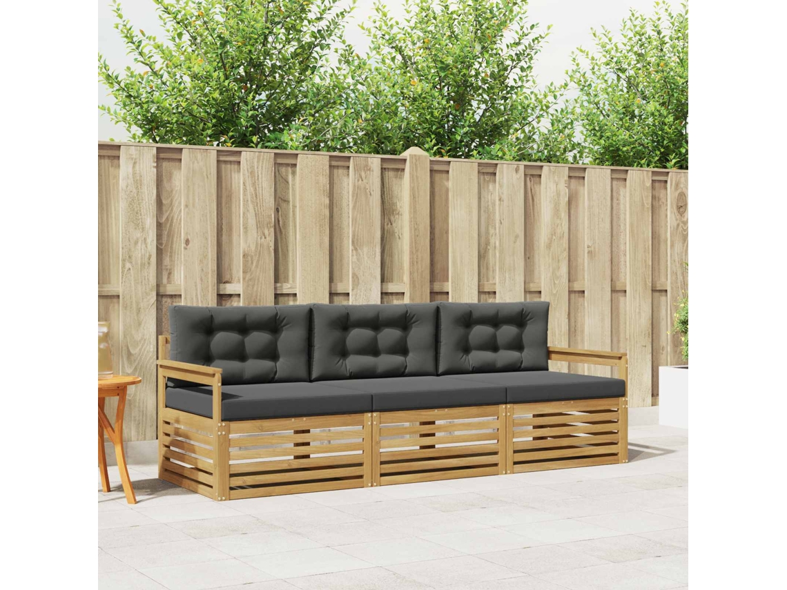 Vidaxl Conjunto De Sofás Para Exterior 3 Unid. Branco E Antracite