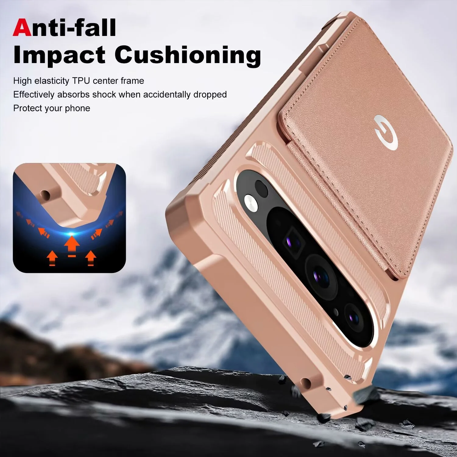 (dourado, Pixel 10a) Capa Tipo Carteira Com Compartimento Para Cartão E Proteção Contra Impactos.