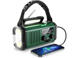 Rádio Portátil, Fm/am/wb, Solaire, Recarregável Por Usb, 10 000 Mah, Luz De Led, Sos, Emergência Externa, Verde Militar