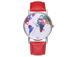Relógio masculino analógico de quartzo com pulseira esportiva de couro PU (vermelho)