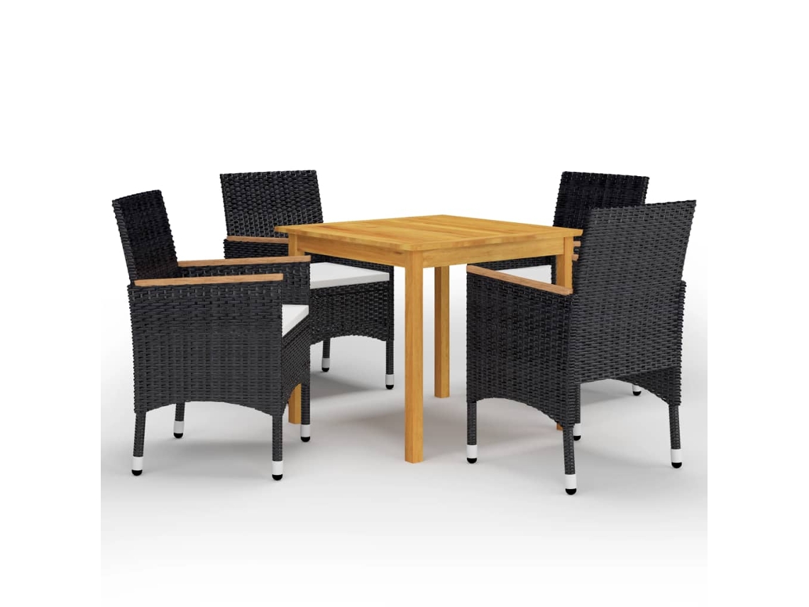 Vidaxl 5 Pcs Conjunto de Jantar para Jardim Preto