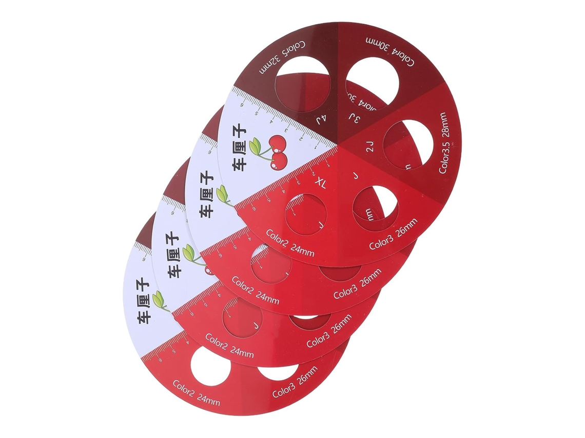 Conjunto De 4 Calibradores De Diâmetro De Cereja Em Plástico Com Escalas De Fácil Leitura.