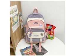 Conjunto De Mochila De Volta Às Aulas, Grande Capacidade, Conjunto De Duas Peças, Mochila Roxa + Pingente
