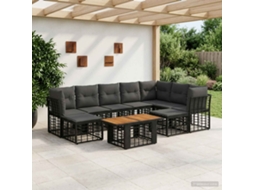 Vidaxl Conjunto De Sofá De Jardim 10 Unid. Preto E Cinza Escuro