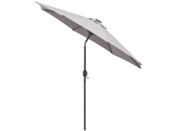 Chapéu De Sol Com 32 Luzes Led Solares, Inclinável Com Manivela, Ø265x233 Cm, Para Terraço, Cinza