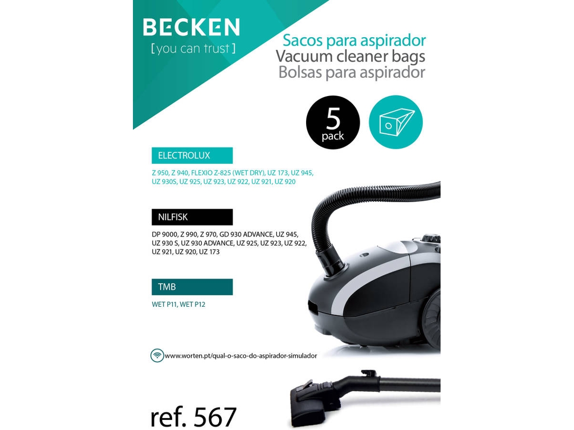 Sacos de Aspirador BECKEN REFª567 (5 unidades)
