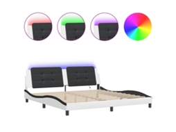 Estrutura de Cama com LED Sem Colchão Zadar Branco e Preto 200x200 cm com MAISON EXCLUSIVE