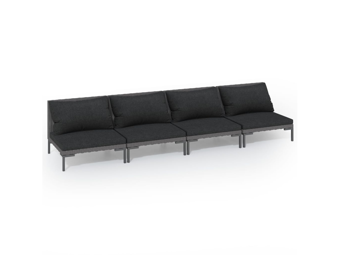 Maison Exclusive - 4 Pcs Conj. Lounge Jardim C/ Almofadões Vime Pe Cinza-escuro